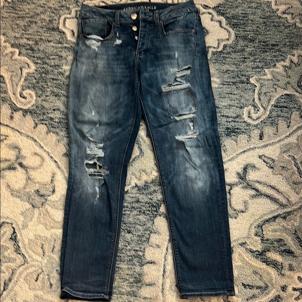 American Eagle Outfitters Blue Button-Fly Jeans